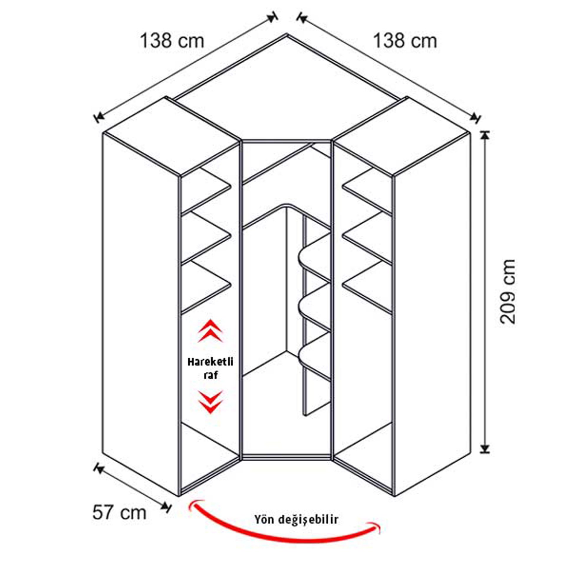 Puzzle Isabella 3 Kapılı Köşe Dolap 802