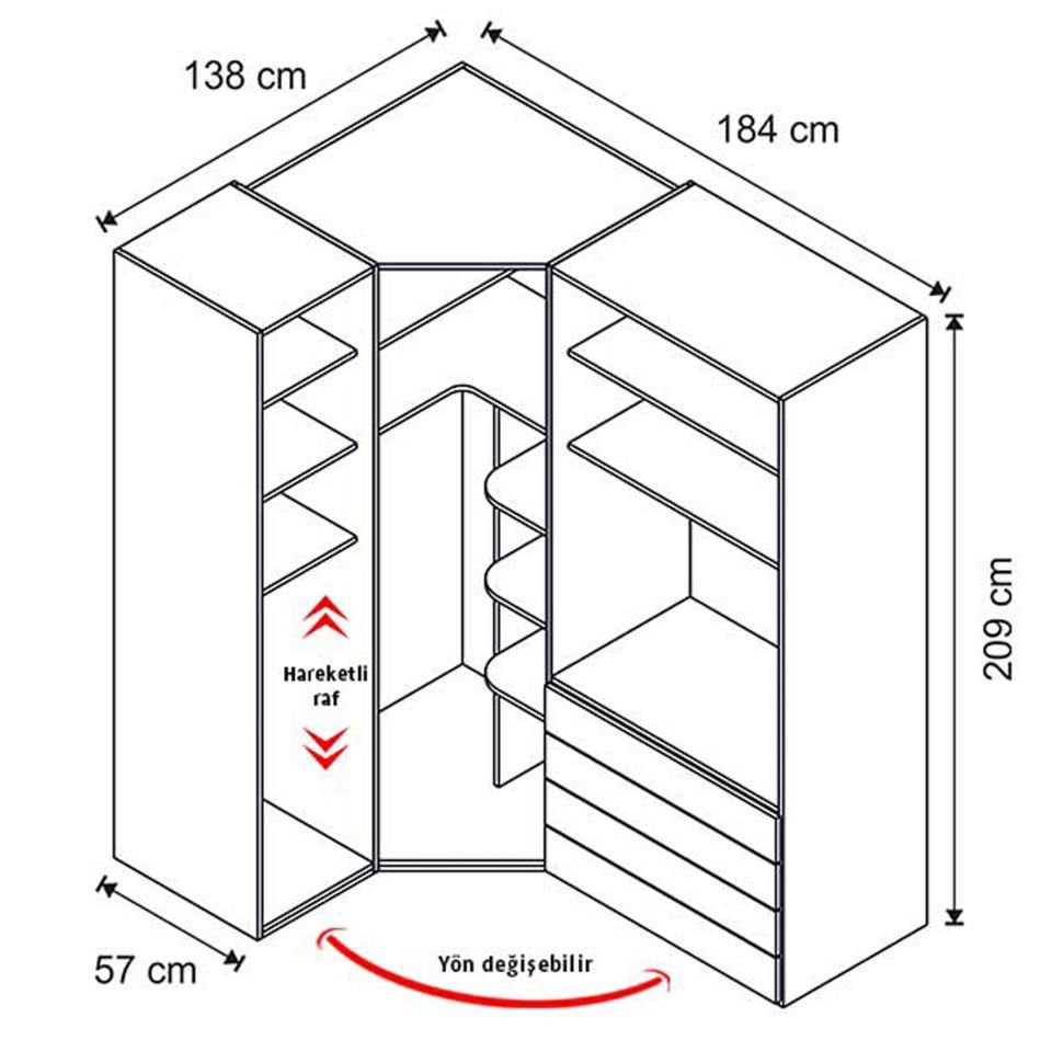 Puzzle Elegant 4 Kapılı Köşe Dolap 839
