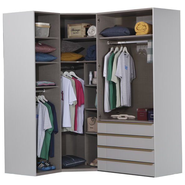 Puzzle Elegant 4 Kapılı Köşe Dolap 839