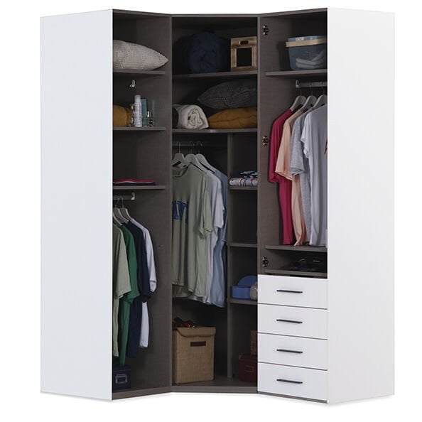 Puzzle Atlas White 3 Kapılı Köşe Dolap 808