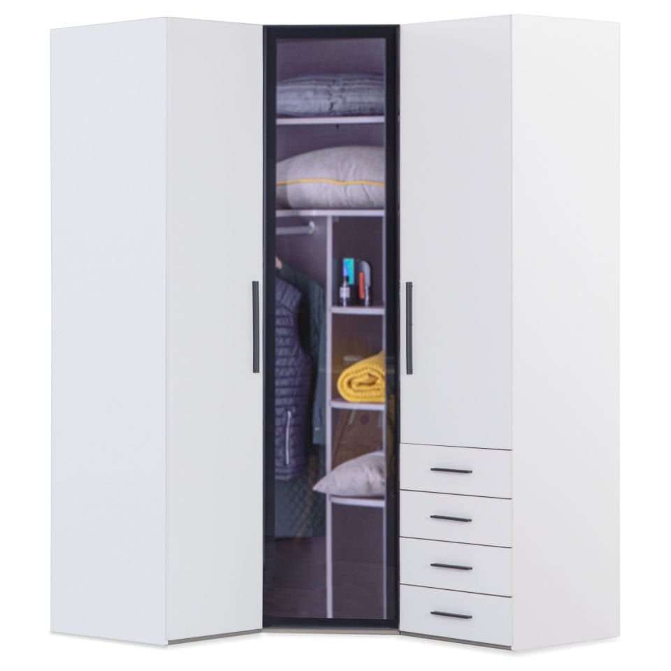 Puzzle Atlas White 3 Kapılı Köşe Dolap 808