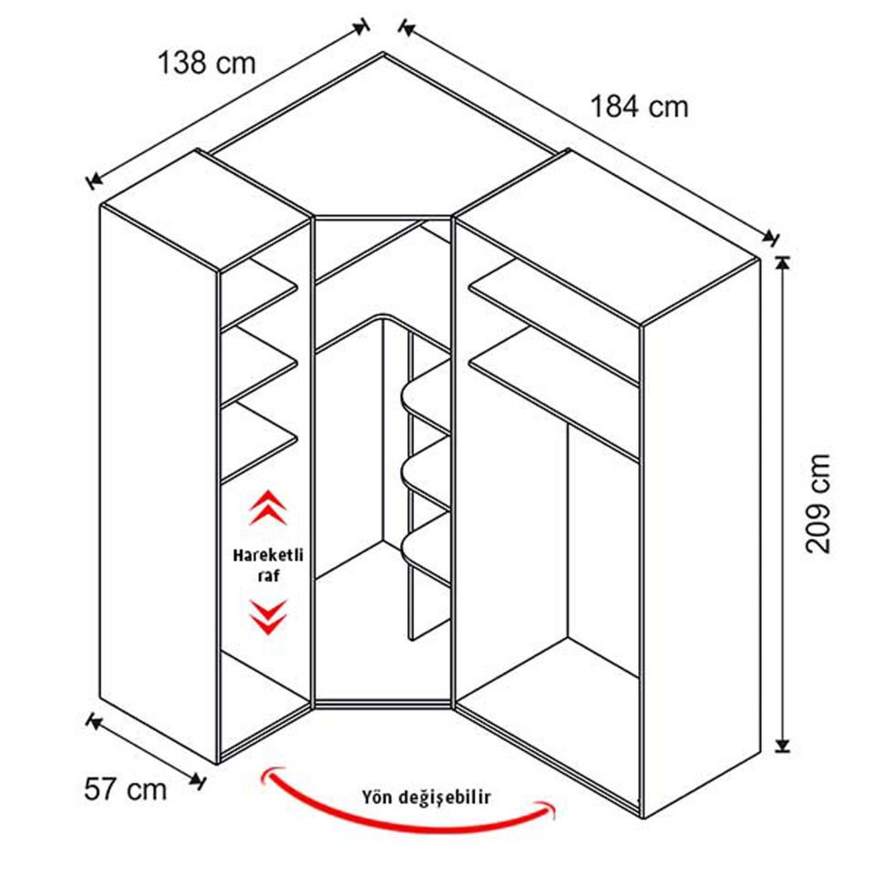 Puzzle Atlas White 4 Kapılı Köşe Dolap 832