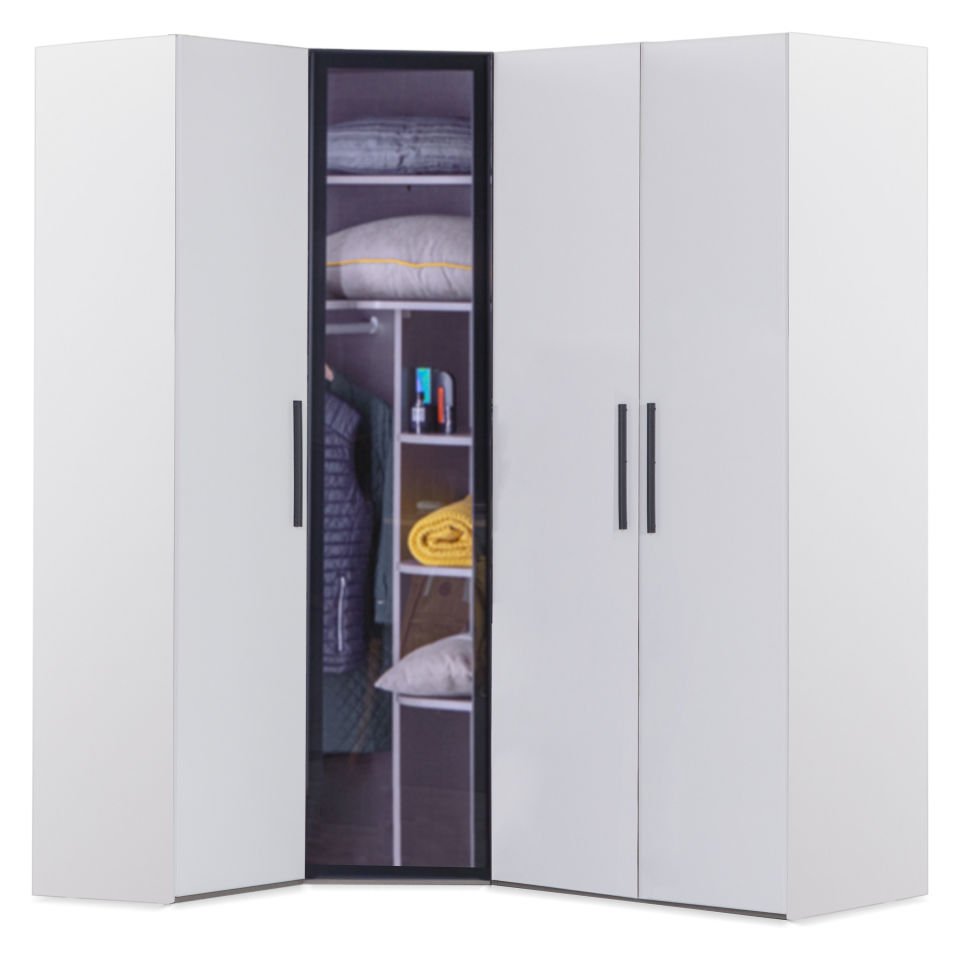 Puzzle Atlas White 4 Kapılı Köşe Dolap 832