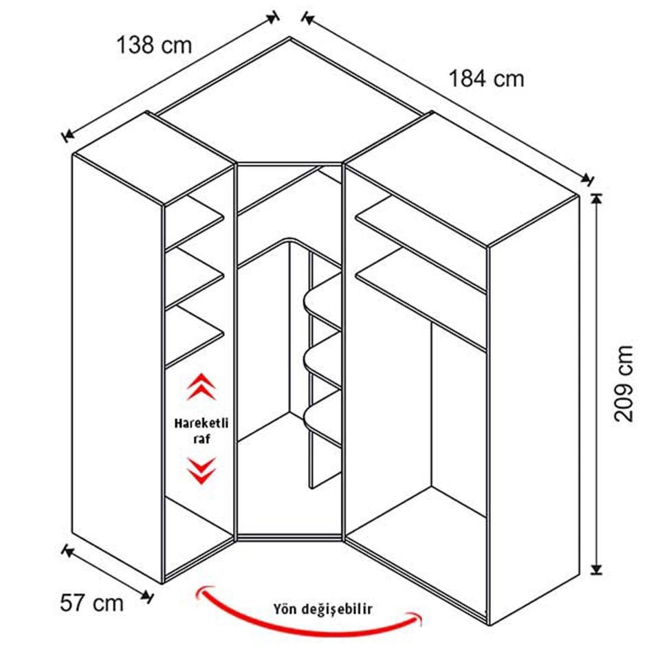 Puzzle Helen 4 Kapılı Köşe Dolap 832