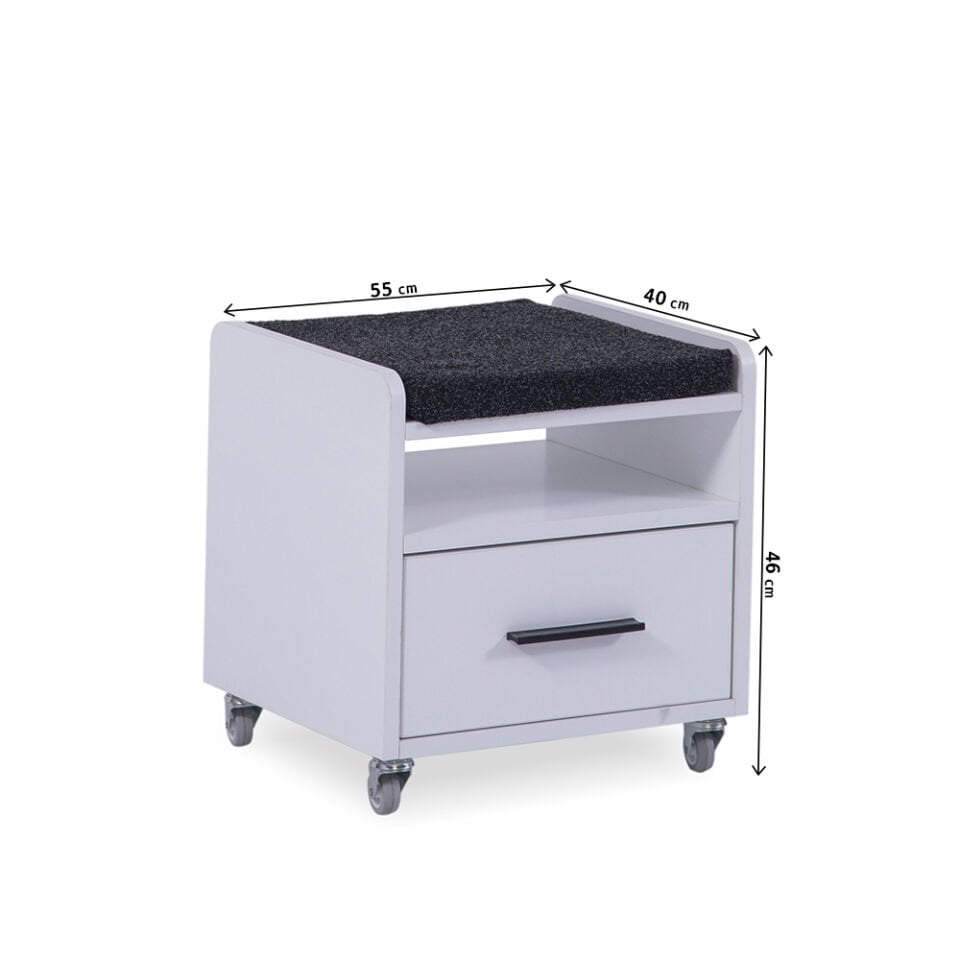 Atlas White Komodin Tekerlekli