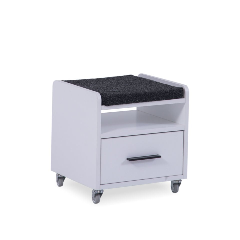 Atlas White Komodin Tekerlekli