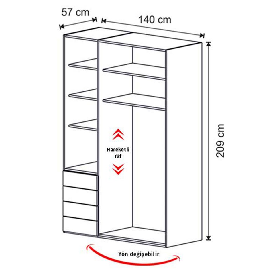 Puzzle Aura 3 Kapılı Dolap 306