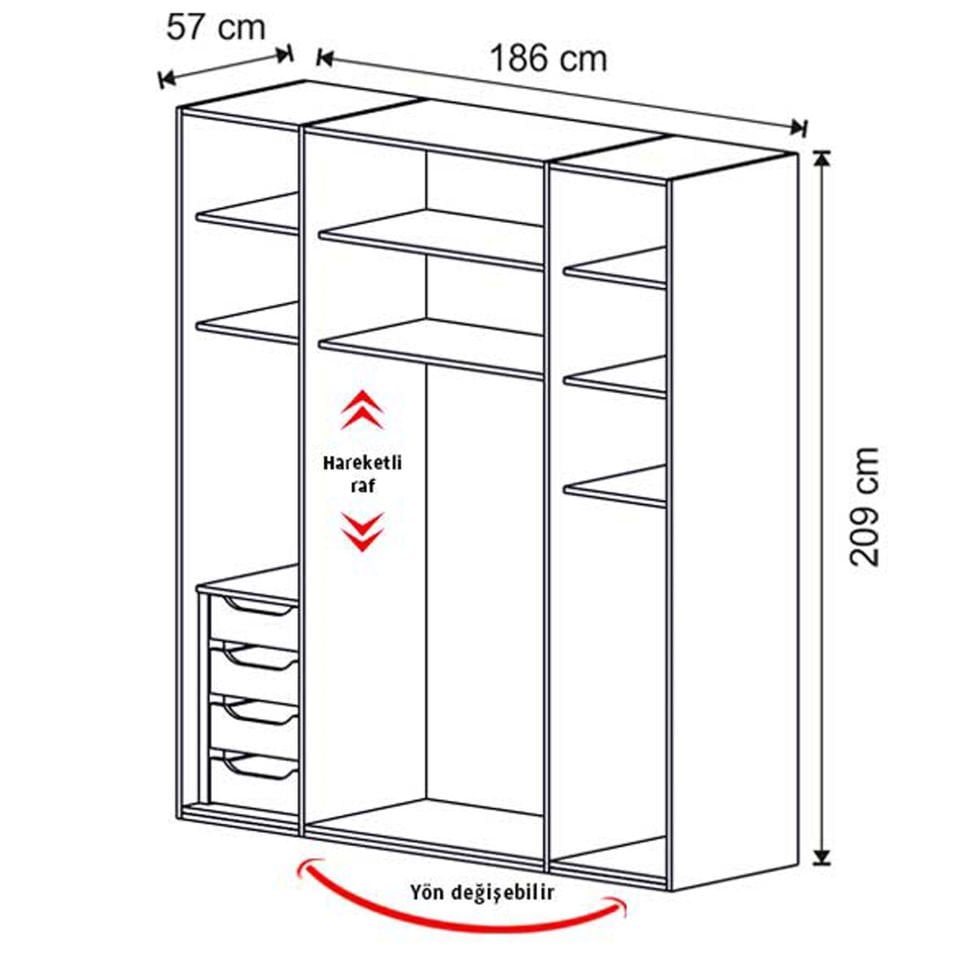 Puzzle Aura 4 Kapılı Dolap 452 + 1K İç Çekmece