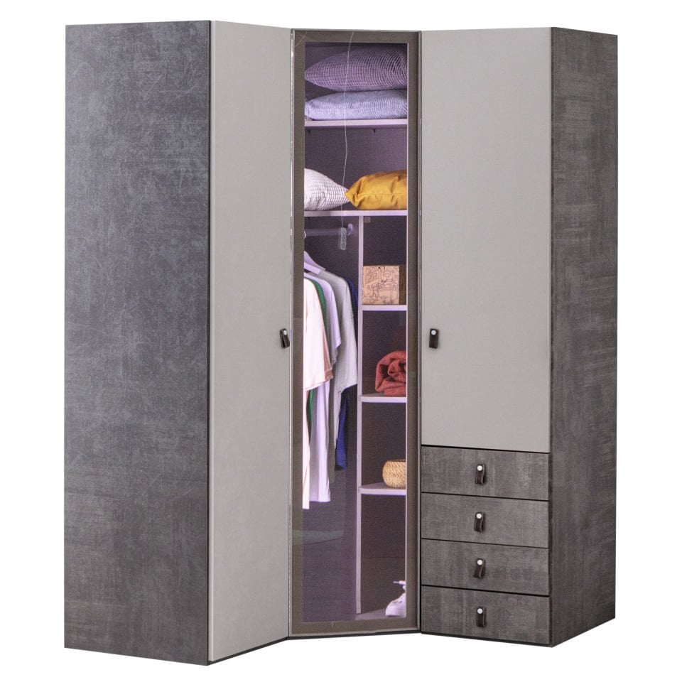 Puzzle Aura 3 Kapılı Köşe Dolap 808