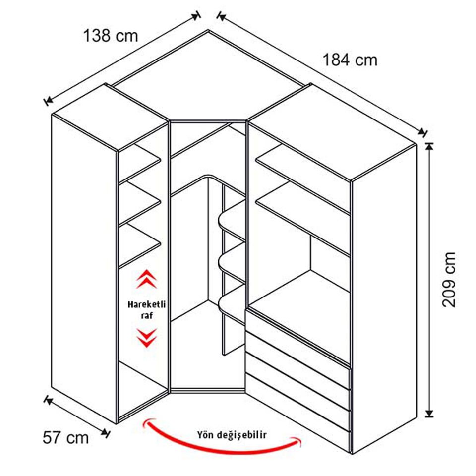 Puzzle Aura 4 Kapılı Köşe Dolap 836