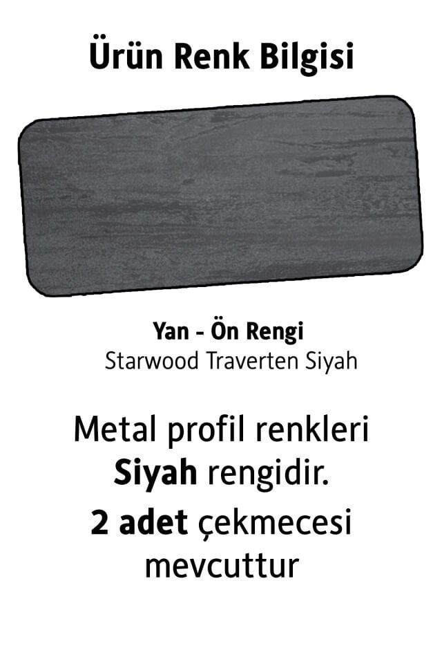 Cross Çalışma Masası (Traverten Siyah)