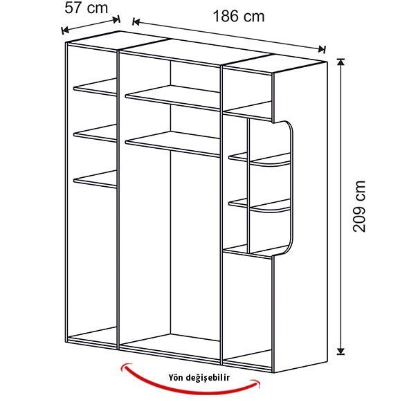 Puzzle Ares 3 Kapılı Dolap 301 + Sağ Blok