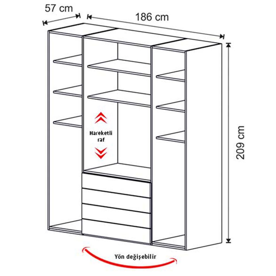 Puzzle Retro 4 Kapılı Dolap 438