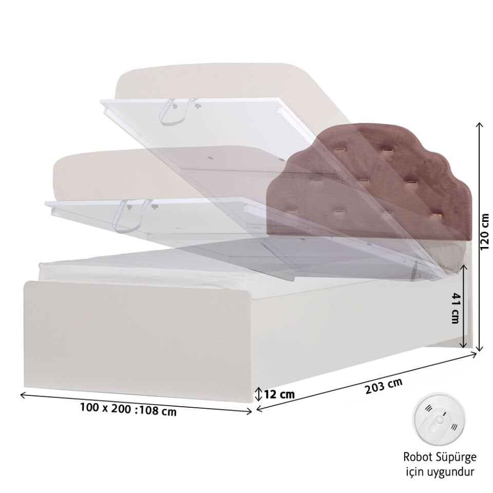 Rose Bazalı Karyola 100 x 200