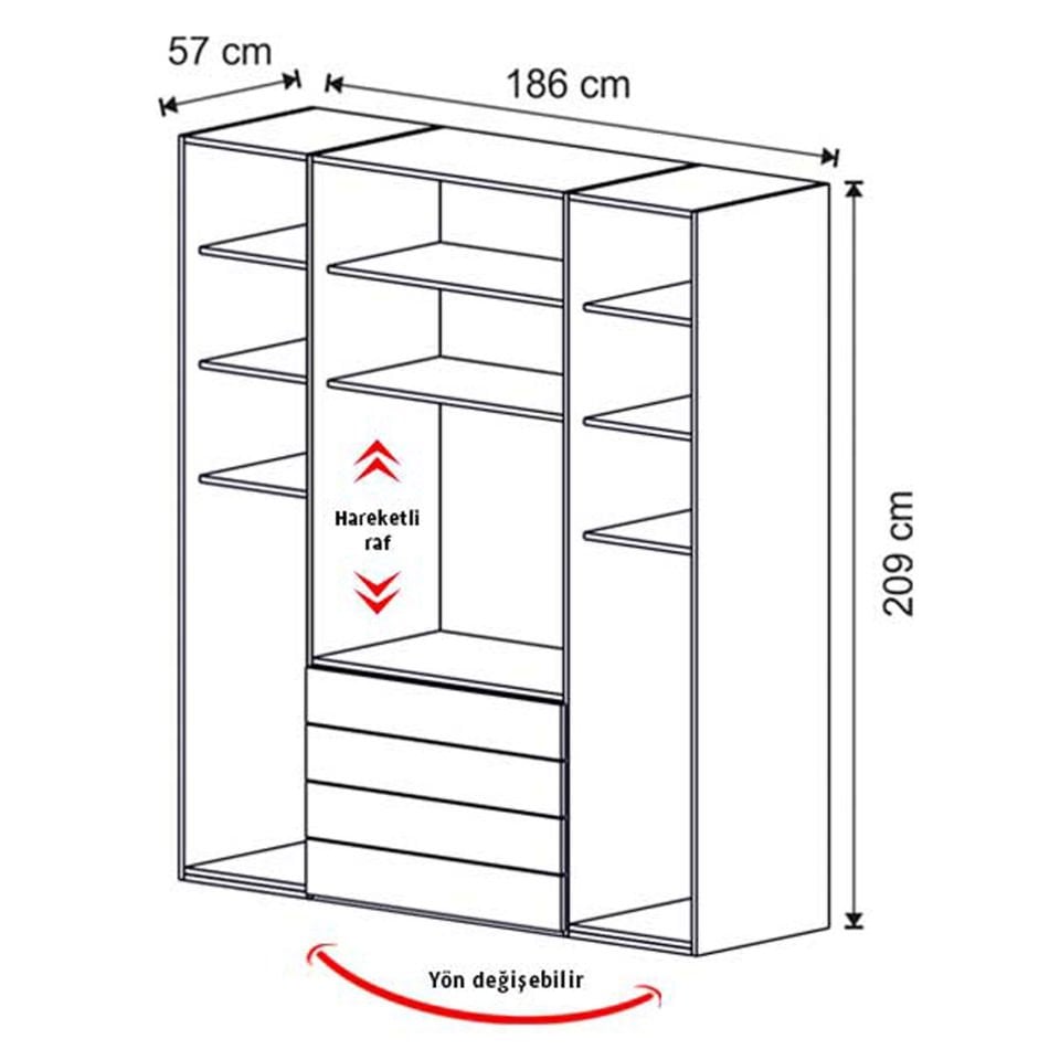 Puzzle Torino 4 Kapılı Dolap 438