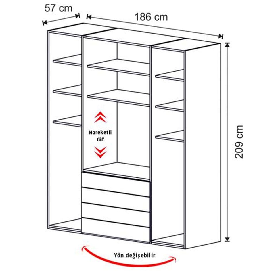 Puzzle Rose 4 Kapılı Dolap 441