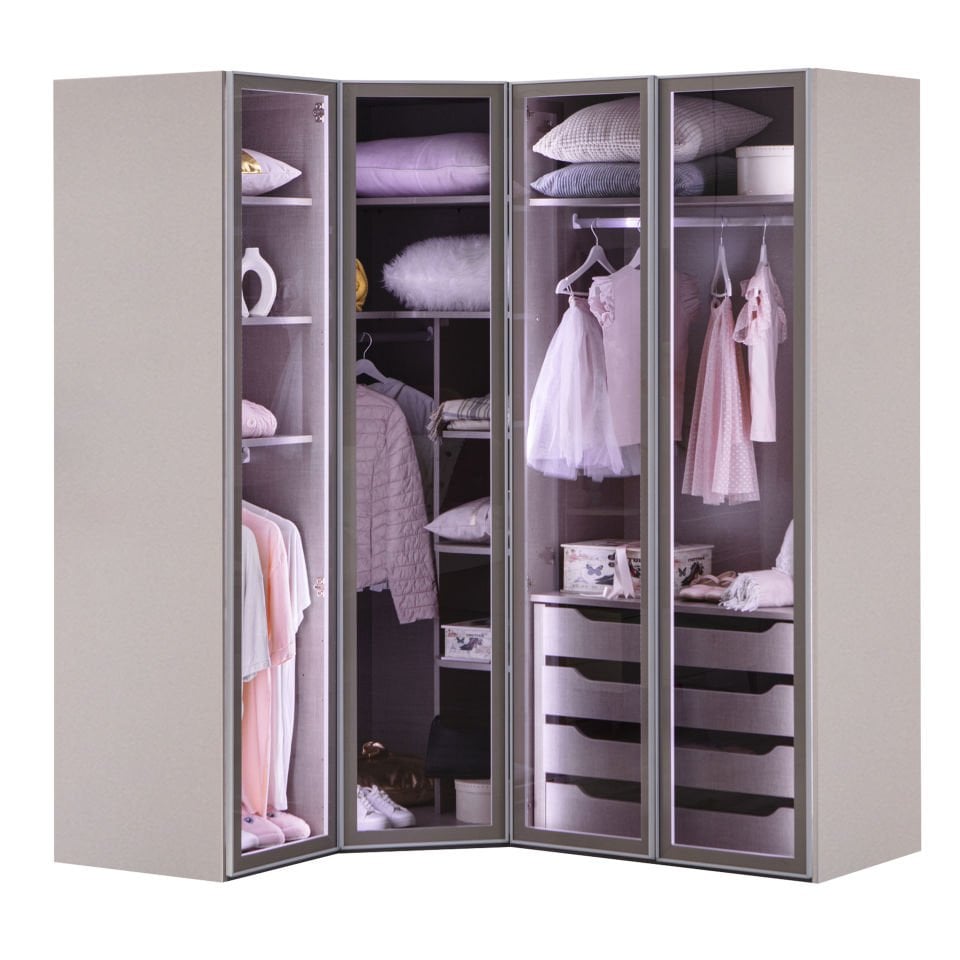 Puzzle Rose 4 Kapılı Köşe Dolap 835+2K