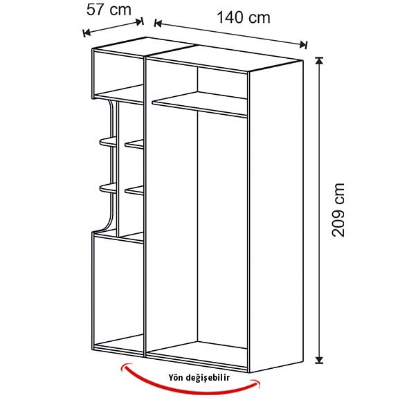 Puzzle Ares 2 Kapılı Dolap 201 + Sol Blok