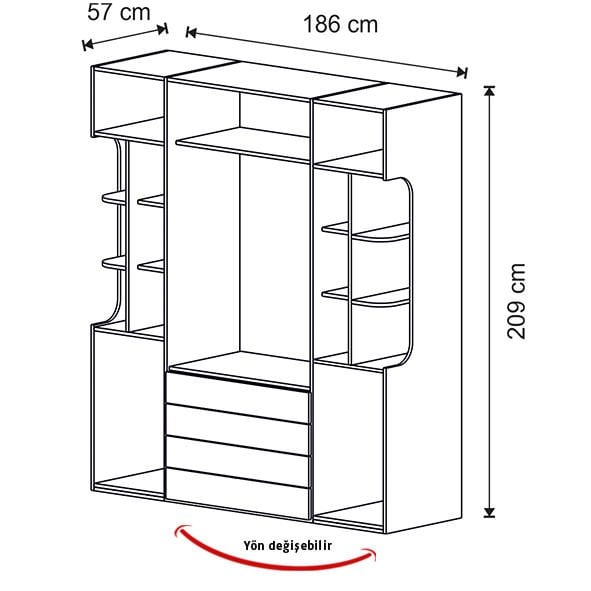 Puzzle Ares 2 Kapılı Dolap 207 + Sağ - Sol Blok