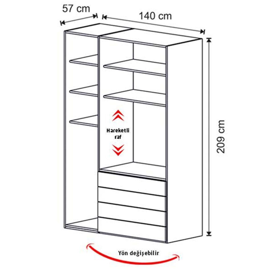Puzzle Orion 3 Kapılı Dolap 307