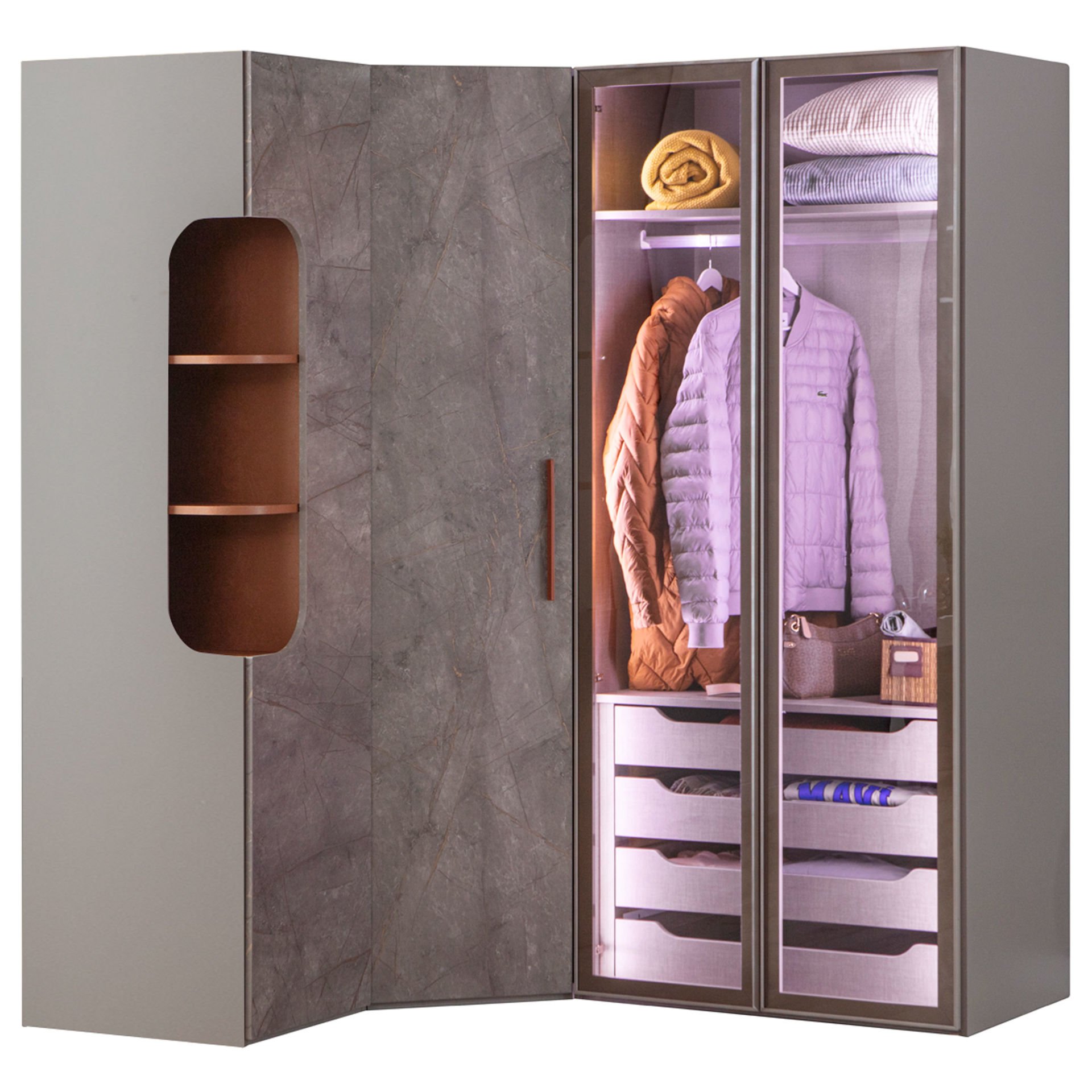 Puzzle Ares 4 Kapılı Köşe Dolap 855-L | Benimodam