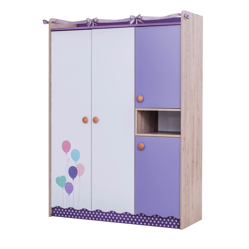 Viola 3 Kapılı Dolap (Düz Beyaz)