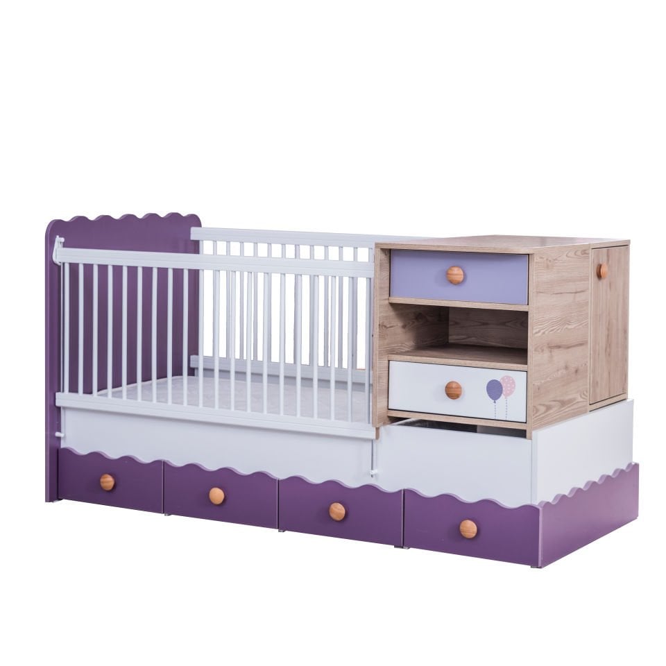 Viola Büyüyen Bebe Karyolası 80 x 180 (Düz Beyaz)