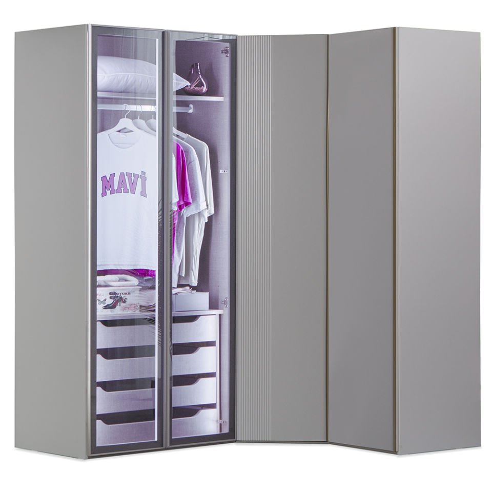 Puzzle Elegant 4 Kapılı Köşe Dolap 833 + 2K İç Çekmece | Benimodam