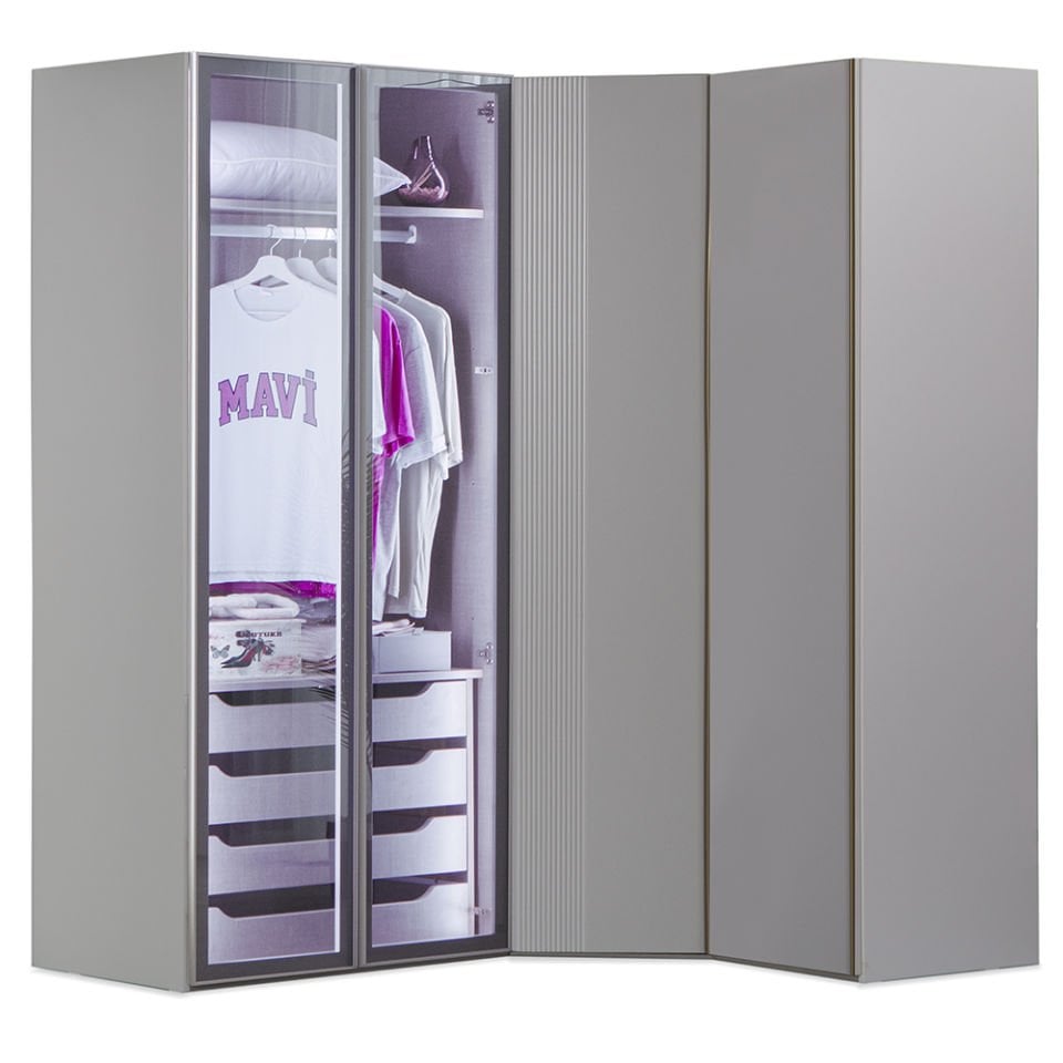 Puzzle Elegant 4 Kapılı Köşe Dolap 833 + 2K İç Çekmece