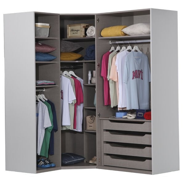 Puzzle Elegant 4 Kapılı Köşe Dolap 833 + 2K İç Çekmece