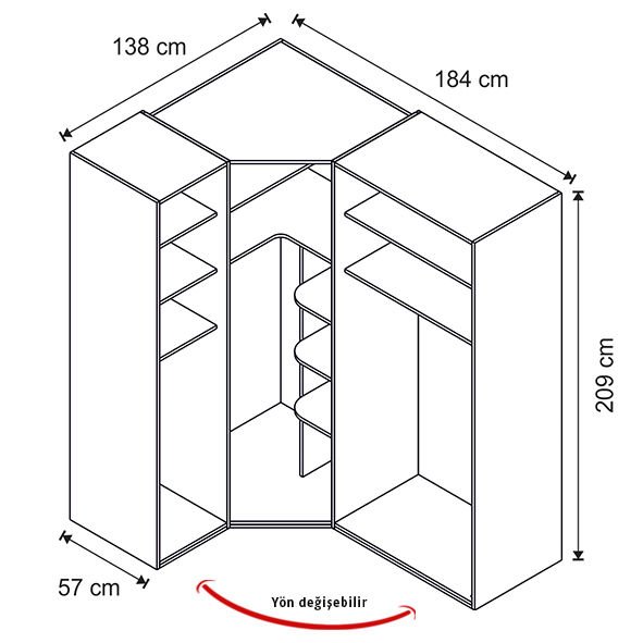 Puzzle Aura 4 Kapılı Köşe Dolap 832