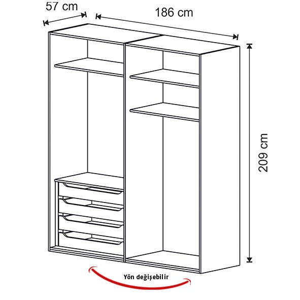 Puzzle Atlas White 4 Kapılı Dolap 404 + 2K İç Çekmece