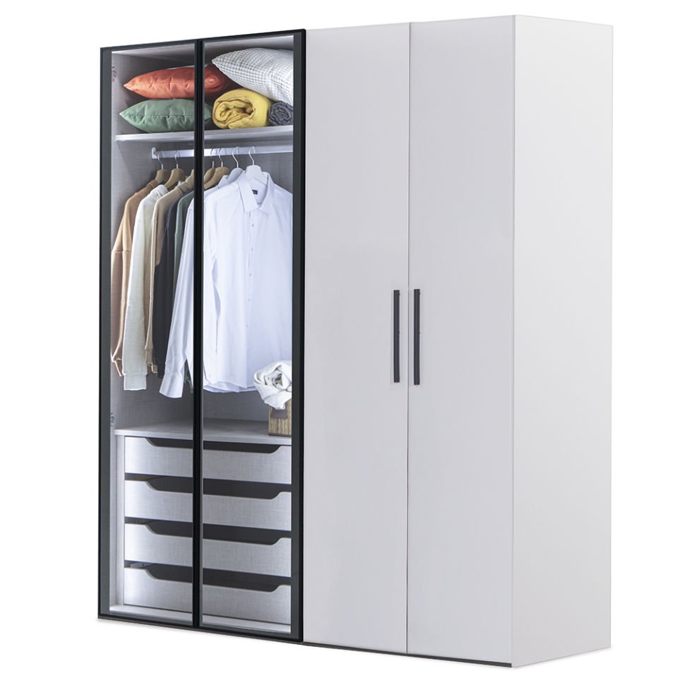 Puzzle Atlas White 4 Kapılı Dolap 404 + 2K İç Çekmece