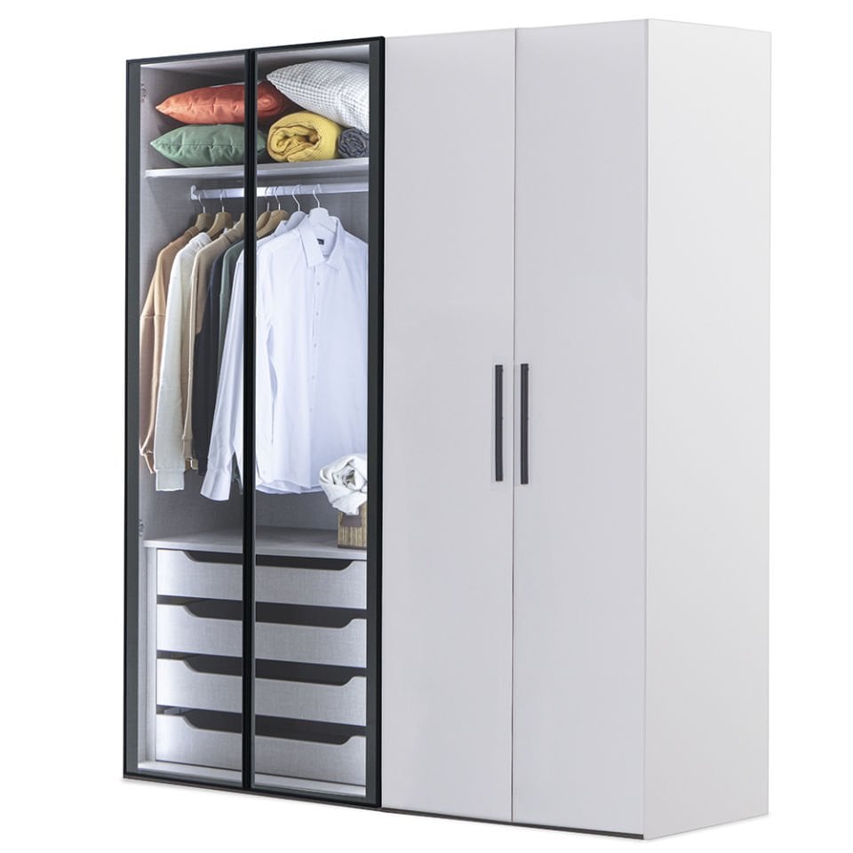 Puzzle Atlas White 4 Kapılı Dolap 404 + 2K İç Çekmece