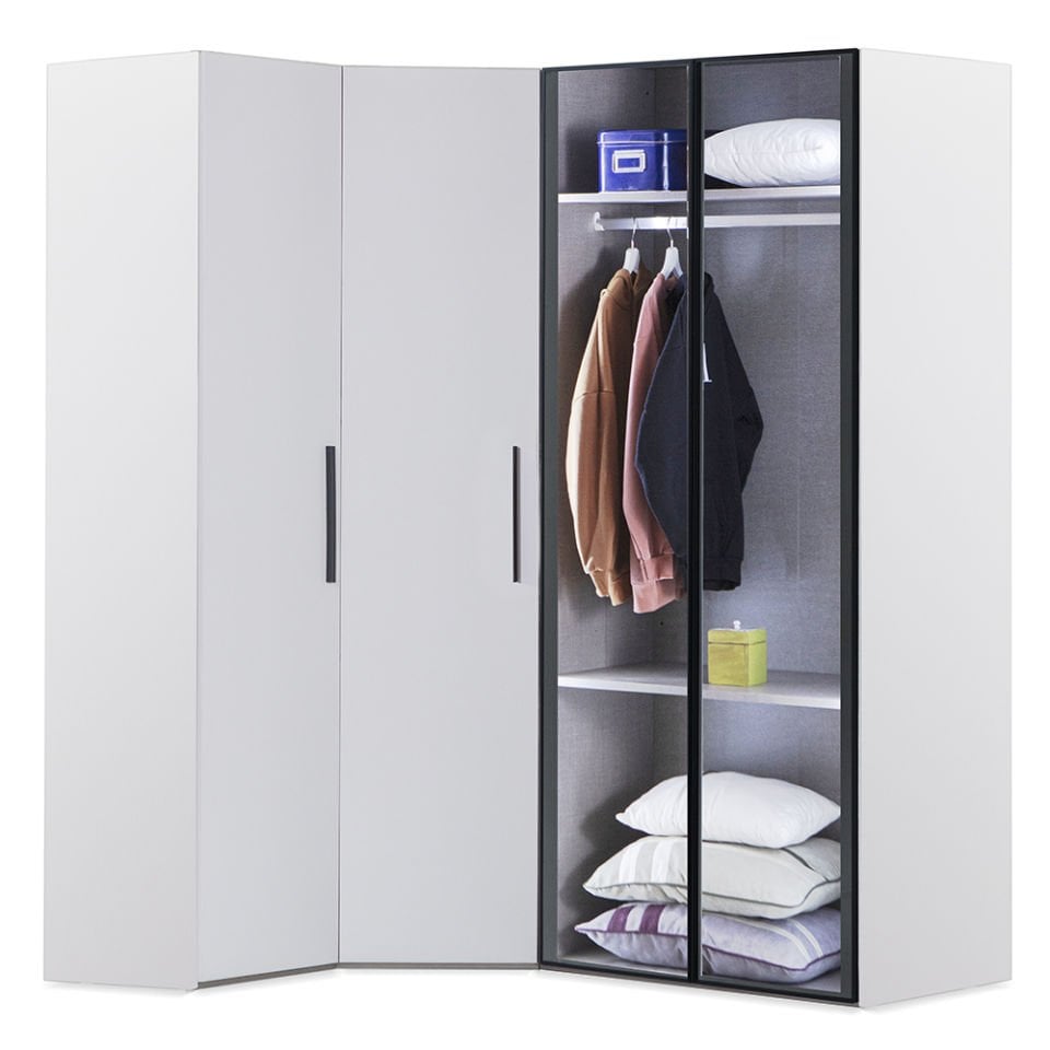 Puzzle Atlas White 4 Kapılı Köşe Dolap 833