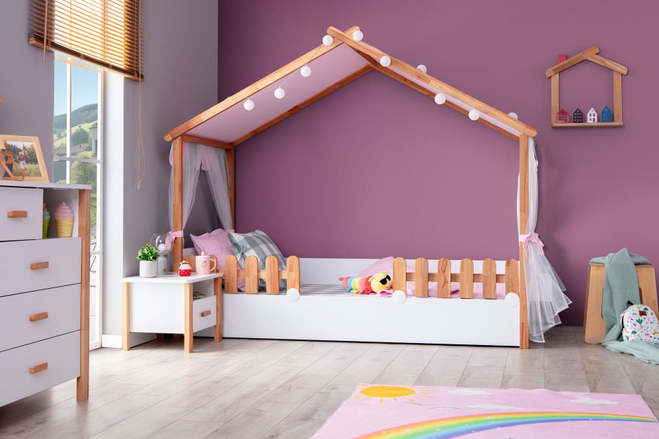 My House New Ahşap Ev Karyola 90 x 200 Montessori