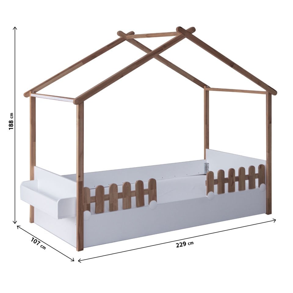 My House New Ahşap Ev Karyola 90 x 200 Montessori
