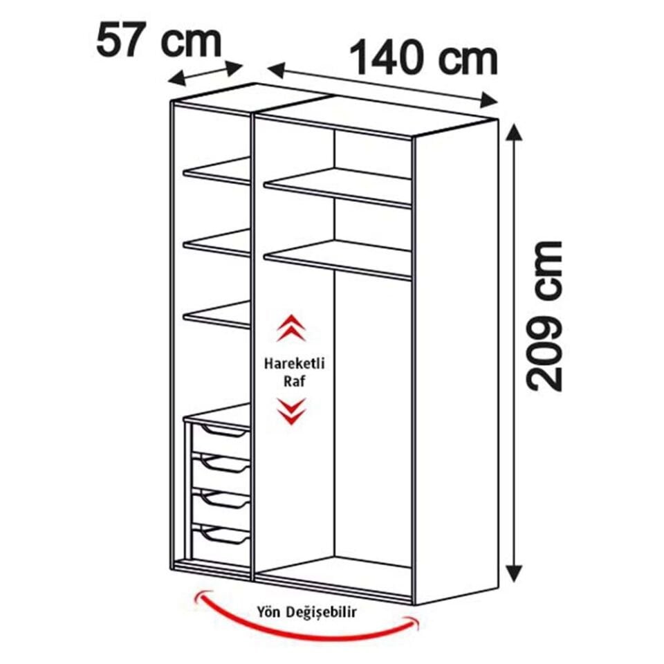 Puzzle Isabella 3 Kapılı Dolap 303 + 1K İç Çekmece