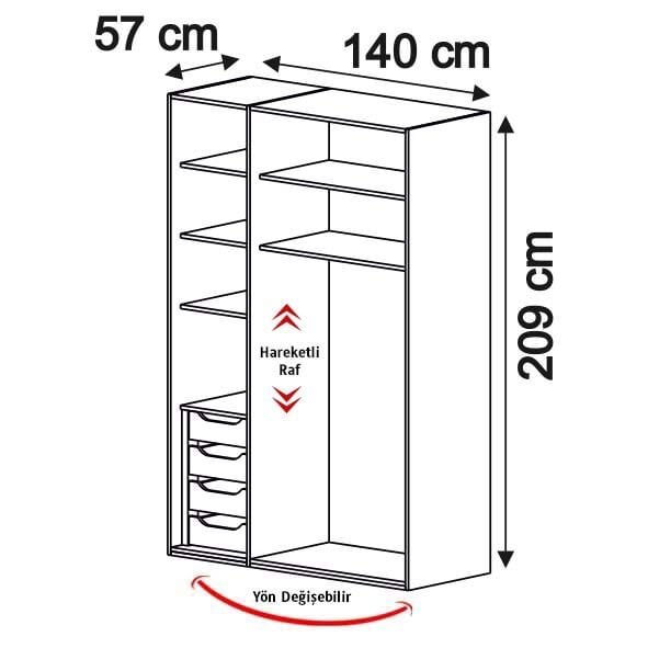 Puzzle Loft 3 Kapılı Dolap 303 + 1K İç Çekmece