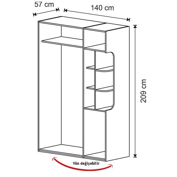 Puzzle Ares 2 Kapılı Dolap 205 + Sağ Blok