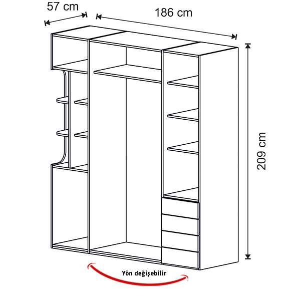 Puzzle Ares 3 Kapılı Dolap 306 + Sol Blok