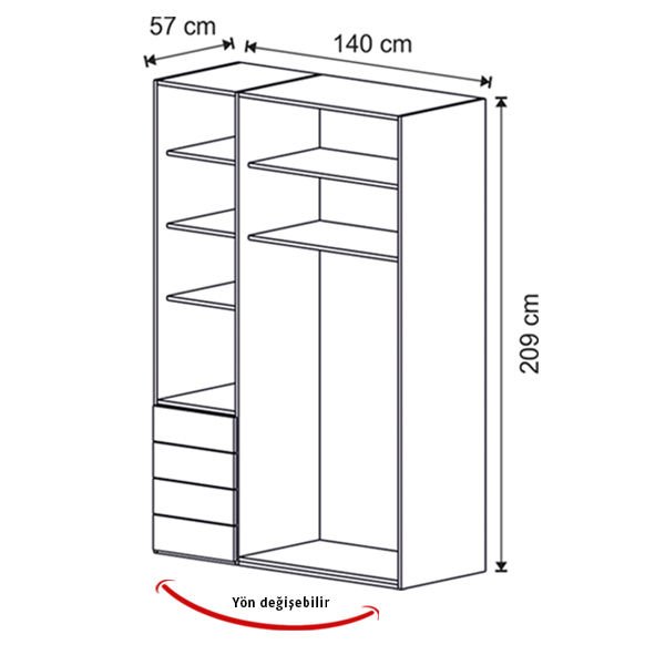 Puzzle Torino 3 Kapılı Dolap 312