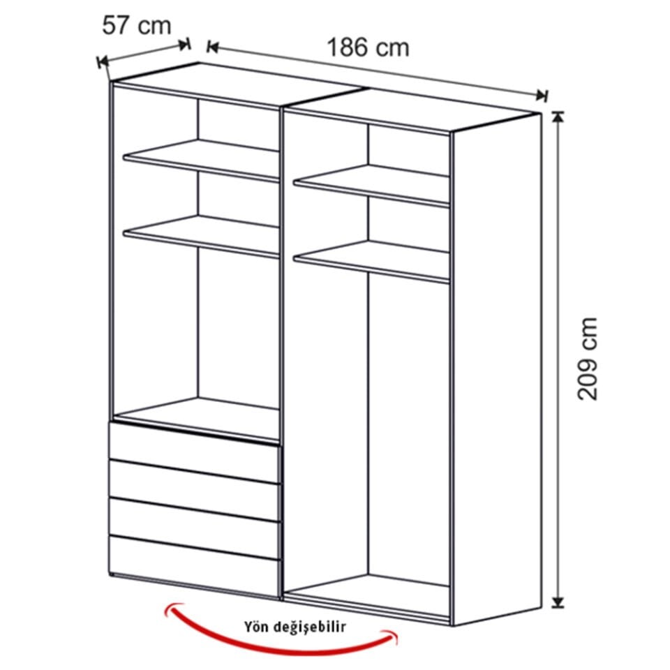 Puzzle Elegant 4 Kapılı Dolap 406