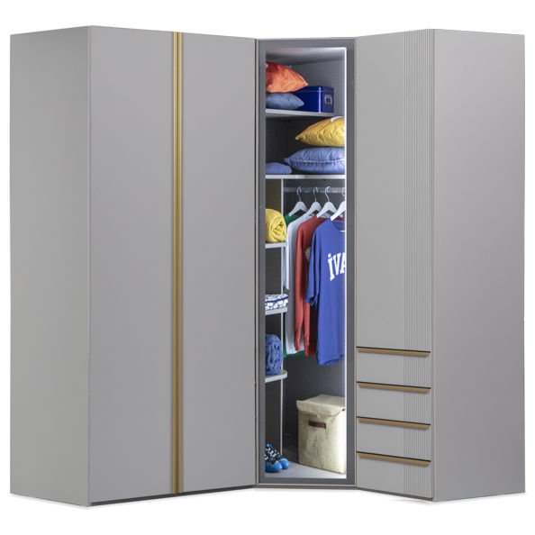 Puzzle Elegant 4 Kapılı Köşe Dolap 842