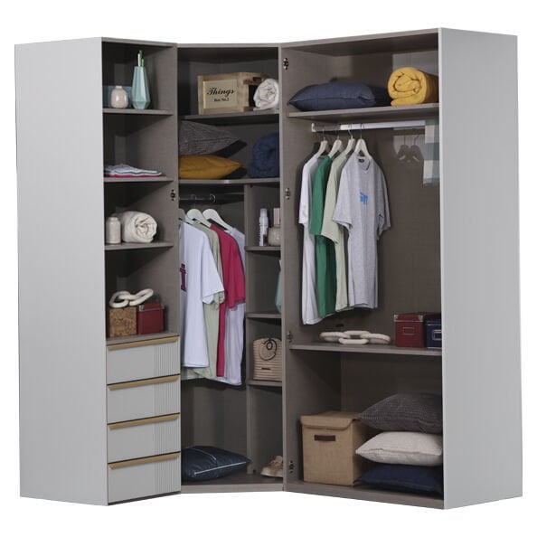 Puzzle Elegant 4 Kapılı Köşe Dolap 842