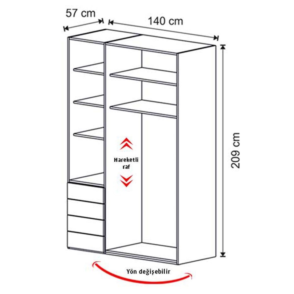Puzzle Loft 3 Kapılı Dolap 306