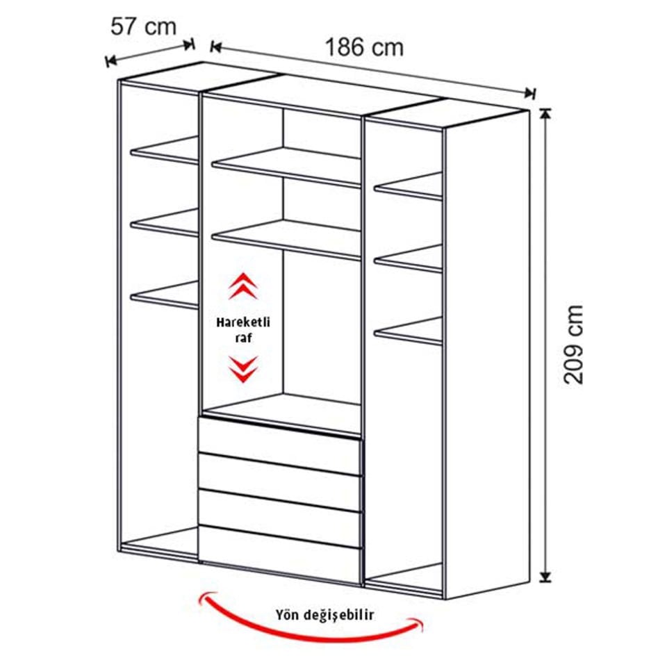 Puzzle Loft 4 Kapılı Dolap 441