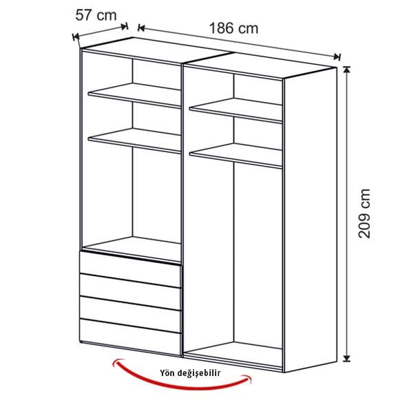 Puzzle Loft 4 Kapılı Dolap 406