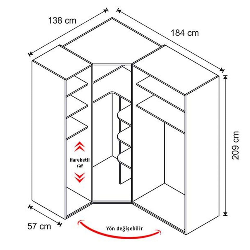 Puzzle Orion 4 Kapılı Köşe Dolap 832