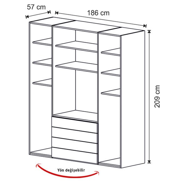 Puzzle Loft 4 Kapılı Dolap 434